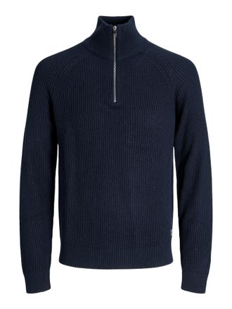 Jack & Jones Plus Size Troyer JJPANNEL KNIT HALF ZIP AW25 PLS, Herren, Gr. 3XL, blau (sky captain), Strick, Obermaterial: 58% Polyacryl, 42% Baumwolle, JACK & JONES PLUSSIZE