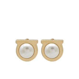 Ferragamo Earrings, female, Yellow, Size: ONE SIZE Gancini Stud Earrings