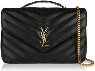 Saint Laurent Gewatteerde leren schoudertas met ketting - Dames - Schoudertassen - Zwart - ONE Size - Leer - Tassen