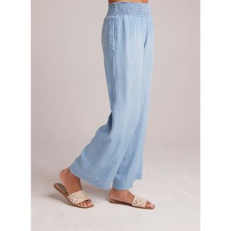 Bella Dahl Womens Smocked Waist Culotte Wide Leg Pants in Caribbean Wsh - Marine - Size 8 UK
