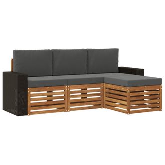vidaXL Conjunto De Sof&aacute;s De Exterior 4 Pcs Natural Y Antracita Vidaxl