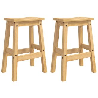 vidaXL Taburete De Bar 2 Pcs Cera De Miel 44 X 30 X 63 Cm Pino Macizo Vidaxl