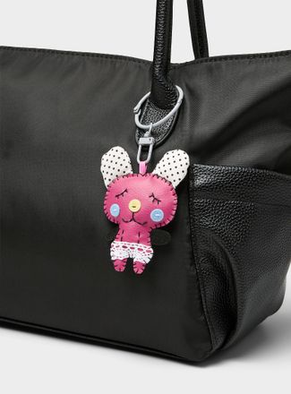 Simons Womens Dotted-ear rabbit charm keychain
