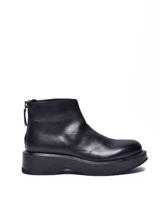 Moma Black Leather Ankle Boot