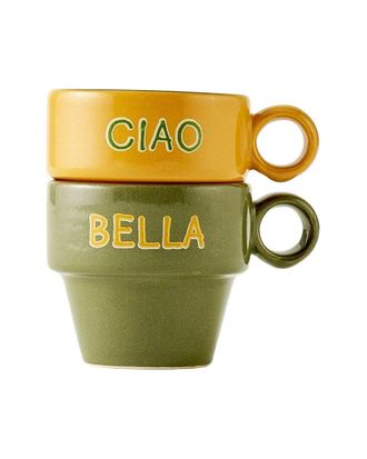 Bella Maison Set Of 2 Line Ceramic Espresso Cups