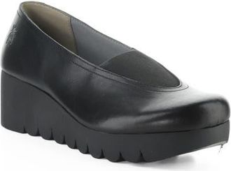 FLY London Veik Platform Wedge Pump in 000 Black at Nordstrom, Size 37