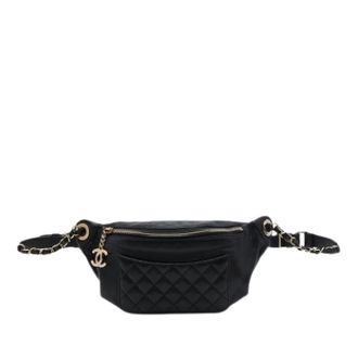 Chanel Pre-owned Quilted Lambskin Belt Bag - Dames - Pre-owned - Zwart - Maat: ONE Size Leer