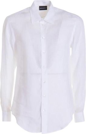 Emporio Armani Witte Casual Shirt D41Sm 0D10F9100 - Heren - Zakelijke Overhemden - Wit - 3XL - Overhemden