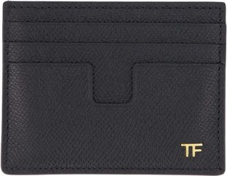 Tom Ford logo-detail card holder - men - Calf Leather/Sheepskin - One Size - Black