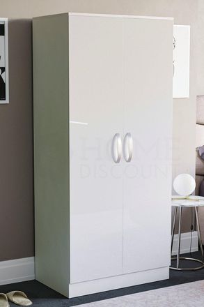 Home Discount Vida Designs Hulio 2 Door Wardrobe Storage MDF 1700 x 760 x 470 mm in White