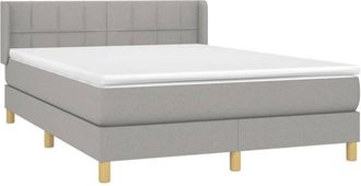 vidaXL Vidaxl - Cama Box Spring Con Colch&oacute;n Tela Gris Claro 140x200 Cm
