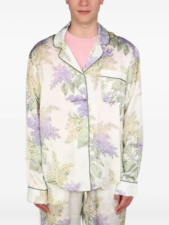 Mouty floral-print piped shirt - White