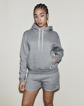 Converse Womens Chuck Patch Hoodie in Vintage Grey Heather at Nordstrom, Size Xx-Large