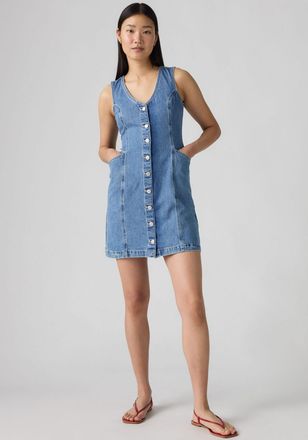 Levi's Jeanskleid LEVIS VIANNA VEST DRESS, Damen, Gr. XS (34), N-Gr, special showing, Denim/Jeans, Obermaterial: 100% Baumwolle, slim fit mini, V-Ausschnitt,