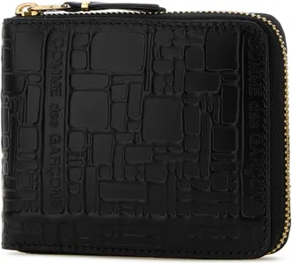 Comme Des Gar&ccedil;ons Mens Logotype Wallet Black Calfskin