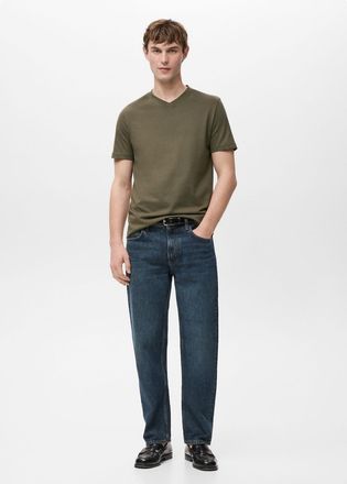 Mango Maglietta 100% cotone collo a V slim-fit kaki - Uomo - XXL - MANGO MAN