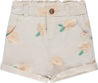 Babyface Paperbag Waist Floral Print Short Print in Ivory at Nordstrom, Size 24M