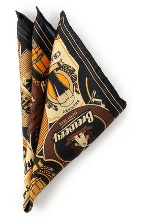 Cufflinks Inc. Beer Fan Silk Pocket Square in Brown at Nordstrom