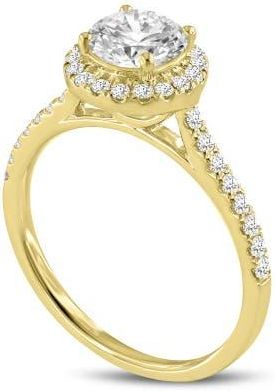 LuvMyJewelry Solstice 14K Yellow Gold Round Cut Lab Grown Round Diamond Halo Engagement Ring - 1.3 Ct at Nordstrom, Size 6.5