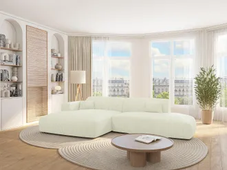 Vente-Unique Divano angolo a sinistra aperto in Velluto a coste sottili bianco sporco - POGNI della Maison C&eacute;phy