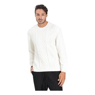 A|X Armani Exchange Cr&egrave;me Gebreide Trui met Noors Patroon - Heren - Ronde hals truien - Beige - 2XL - Truien & Vesten
