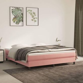 vidaXL Vidaxl - Cama Box Spring Con Colch&oacute;n Terciopelo Rosa 160x200 Cm