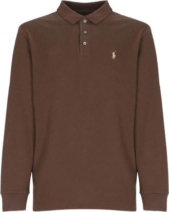 Ralph Lauren Lange Mouw Polo - Heren - Polos - Bruin - L - Katoen - Tops