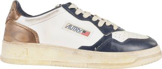 Autry White Copper Dark Blue Sup Vint Low Worn-Effect Leather Sneakers