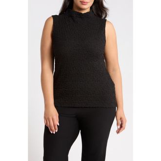 Eileen Fisher Textured Organic Cotton Blend Tank in Black at Nordstrom, Size 2X