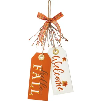 Glitzhome Thanksgiving Wooden Give Thanks Hello Fall Door Hanger in White at Nordstrom