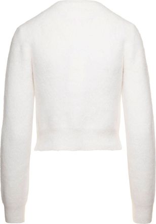 Maison Margiela Womens White Cropped Cardigan Angora Tops Top