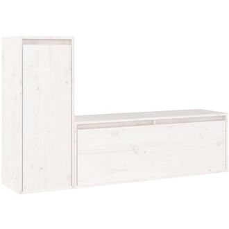 vidaXL Muebles Para Tv 2 Piezas Madera Maciza De Pino Blanco Vidaxl