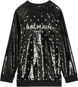 Balmain Black Sequin Embellished Jumper Dress Size M