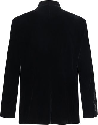 Giorgio Armani Mens Blazer One Shot Stretch Viscose And Cupro Velvet Nero Viscose; Cupro; Elastane Blazers & Vests
