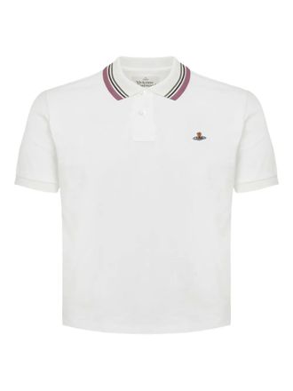 Vivienne Westwood striped-collar polo top - White