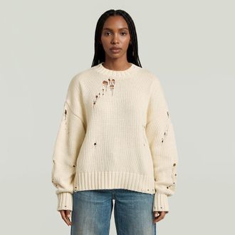 G-Star Drop Needle Loose Gebreide Trui - Wit - Dames