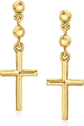 RS Pure by Ross-Simons Italian 14kt Yellow Gold Cross Drop Earrings