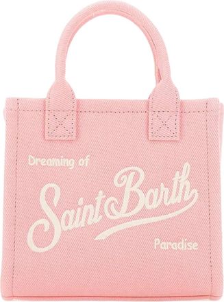 MC2 Saint Barth Compact Pink Canvas Tote Bag with Embroidered Logo