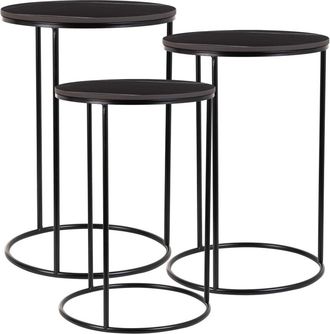 Wanderlust Deco Mesas set 3pzas de metal negro 29x29x46h-34x34x52h-39x39x57h cm