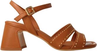 Bruno Premi Schoenen, Dames, Bruin, 38 EU, Leer, Bruine leren sandalen met gouden studs