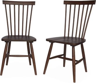 Sweeek Juego de 2 sillas de nogal con listones de madera de caucho