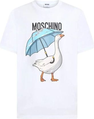Moschino Goose Cotton Jersey T-Shirt - male - Moschino - T-Shirts - White - 2XL - Tops