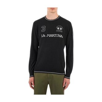 La Martina La Martina, Round-neck Knitwear, male, Black, Size: XL Knitted Jumpers