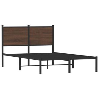 Berkfield Home Metal Bed Frame without Mattress Brown Oak 120x190 cm Small Double