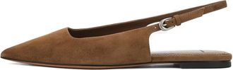 Vince Gracy slingback flat pumps - women - Suede/Leather/Leather - 7.5 - Brown