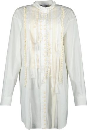 Moschino Popeline overhemdjurk met borduurwerk - Dames - Shirt Kleedjes - Wit - S - Kleedjes