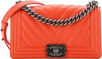 Chanel Boy Flap Bag Chevron Calfskin Old Medium shoulder bag - Rood