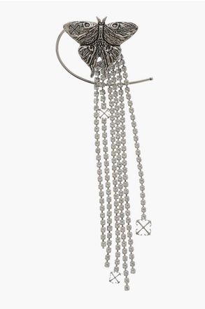 Off-white Single Butterfly-Shaped Earring With Rhinestones size One Size