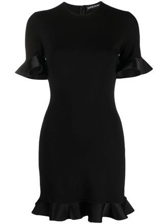 DAVID KOMA open-back ruffled minidress - Black