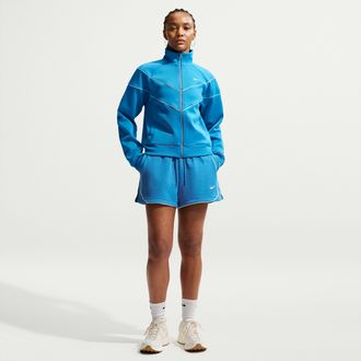 Nike Womens Nike Sportswear Loose Mid-Rise 3 Fleece Shorts in Blue | IF0526-435